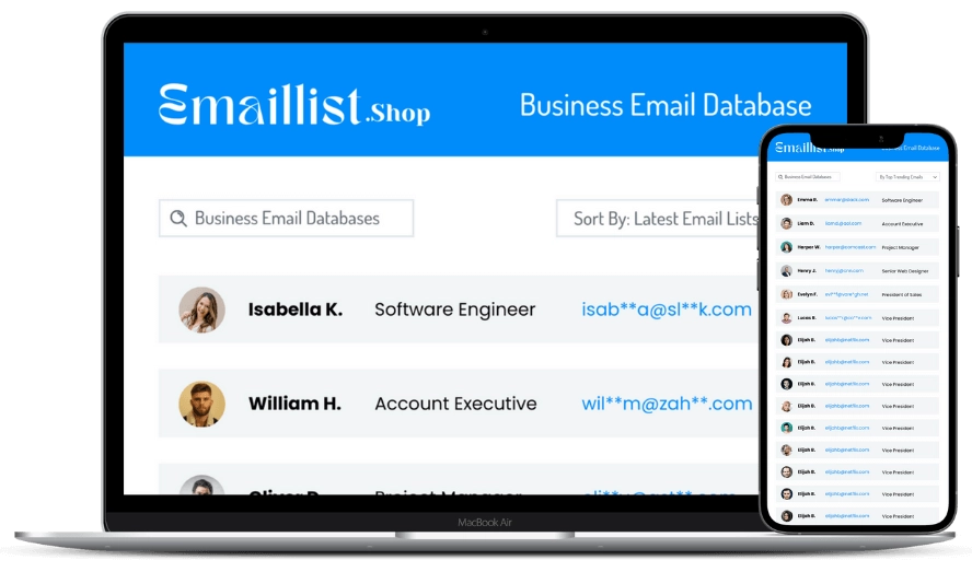 Email Lists - Laptop & Mobile View